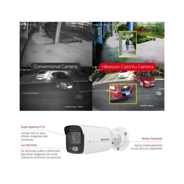 Kit 4 Cámaras de Seguridad Hikvision ColorVu – 2MP FHD – C/Audio – 2TB – Instalación Incluida