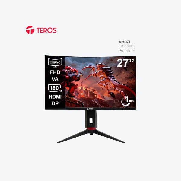 Monitor Curvo Gaming TEROS TE-2766G – 27″ FHD – 180Hz – 1ms – HDMI / DP – Audio Out